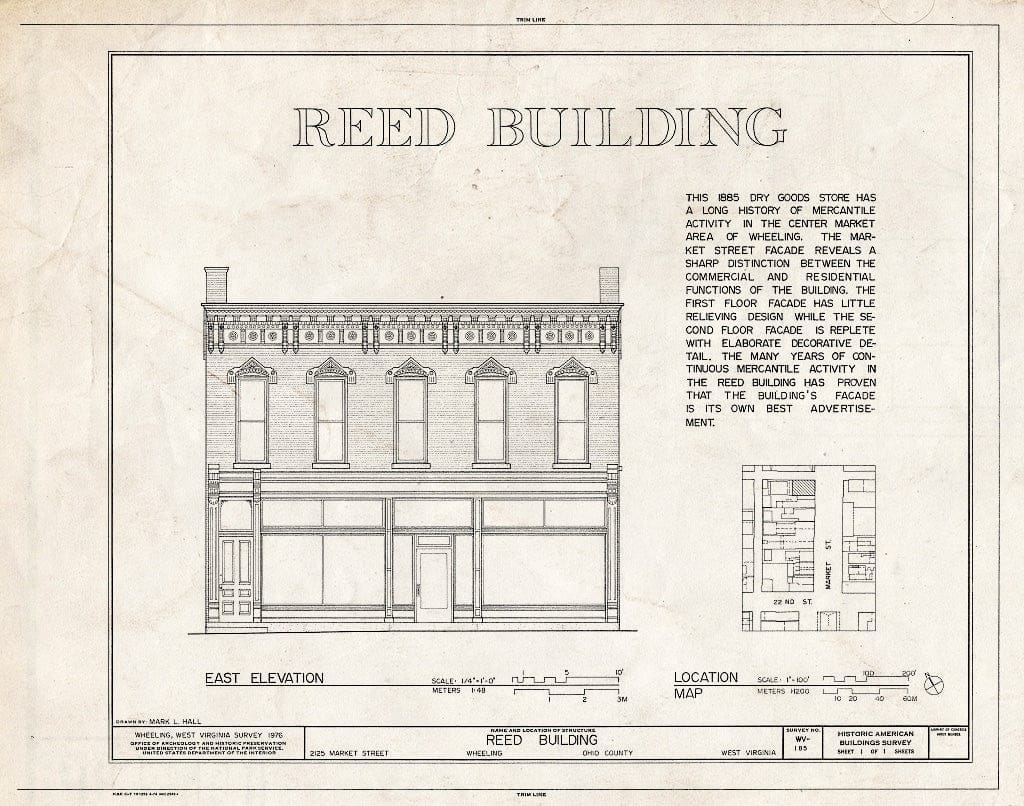Blueprint HABS WVA,35-Wheel,26- (Sheet 1 of 1) - Reed Building, 2125 Market Street, Wheeling, Ohio County, WV