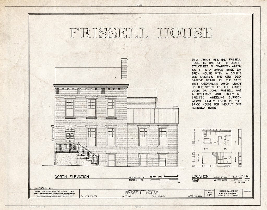 Blueprint HABS WVA,35-Wheel,32- (Sheet 1 of 1) - Dr. John Frissell House, 54 Fourteenth Street, Wheeling, Ohio County, WV