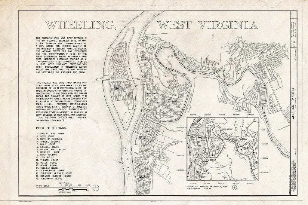 Blueprint HABS WVA,35-Wheel,6- (Sheet 1 of 1) - Wheeling Project, 1976, Wheeling, Ohio County, WV