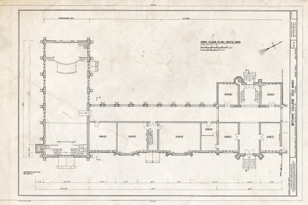 Blueprint HABS WVA,5-Beth,3- (Sheet 5 of 30) - Bethany College,Old Main Building, Route 67, Bethany, Brooke County, WV