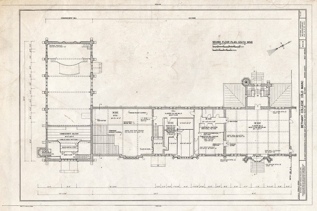 Blueprint HABS WVA,5-Beth,3- (Sheet 14 of 30) - Bethany College,Old Main Building, Route 67, Bethany, Brooke County, WV