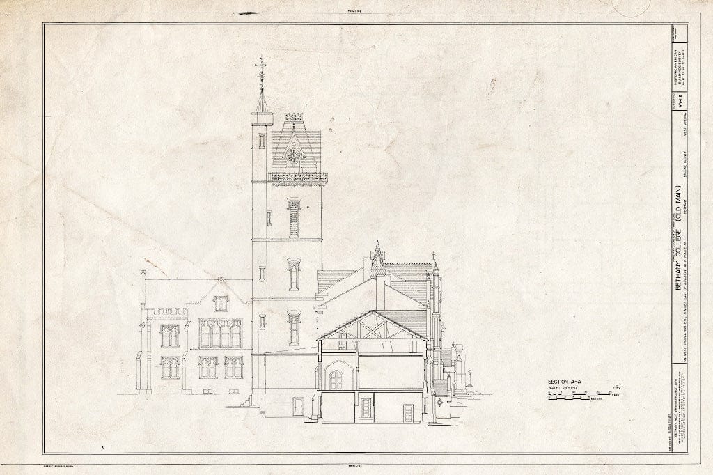 Blueprint HABS WVA,5-Beth,3- (Sheet 23 of 30) - Bethany College,Old Main Building, Route 67, Bethany, Brooke County, WV