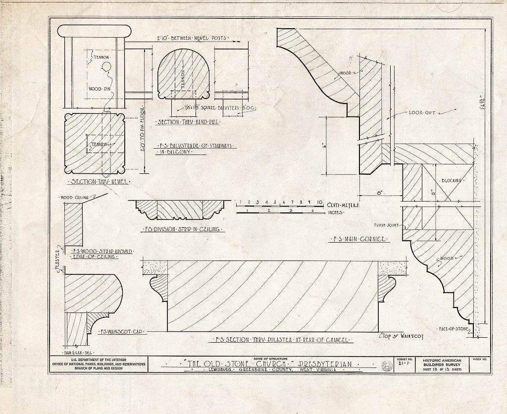 Blueprint HABS WVA,13-LEWBU,1- (Sheet 13 of 13) - Old Stone Church (Presbyterian), Church Street, Lewisburg, Greenbrier County, WV