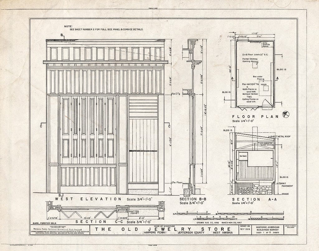 Blueprint HABS WVA,19-HARF,11- (Sheet 1 of 2) - Jewelry Store, Harpers Ferry, Jefferson County, WV
