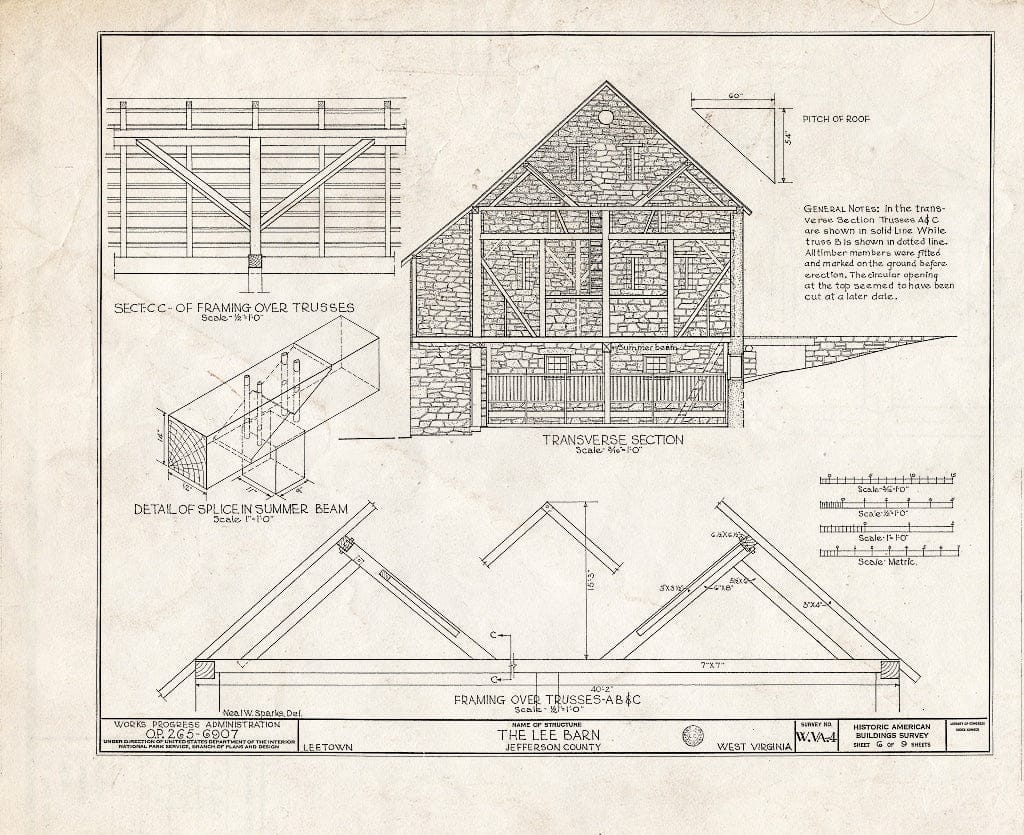 Blueprint HABS WVA,19-LETO,1- (Sheet 6 of 9) - Lee Barn & Outbuildings, Leetown, Jefferson County, WV