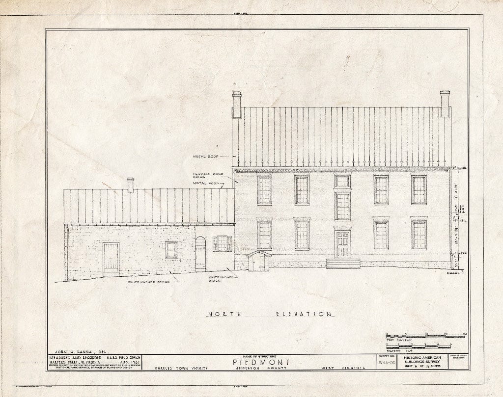 Blueprint HABS WVA,19-Chart.V,10- (Sheet 6 of 13) - Piedmont, Charles Town, Jefferson County, WV