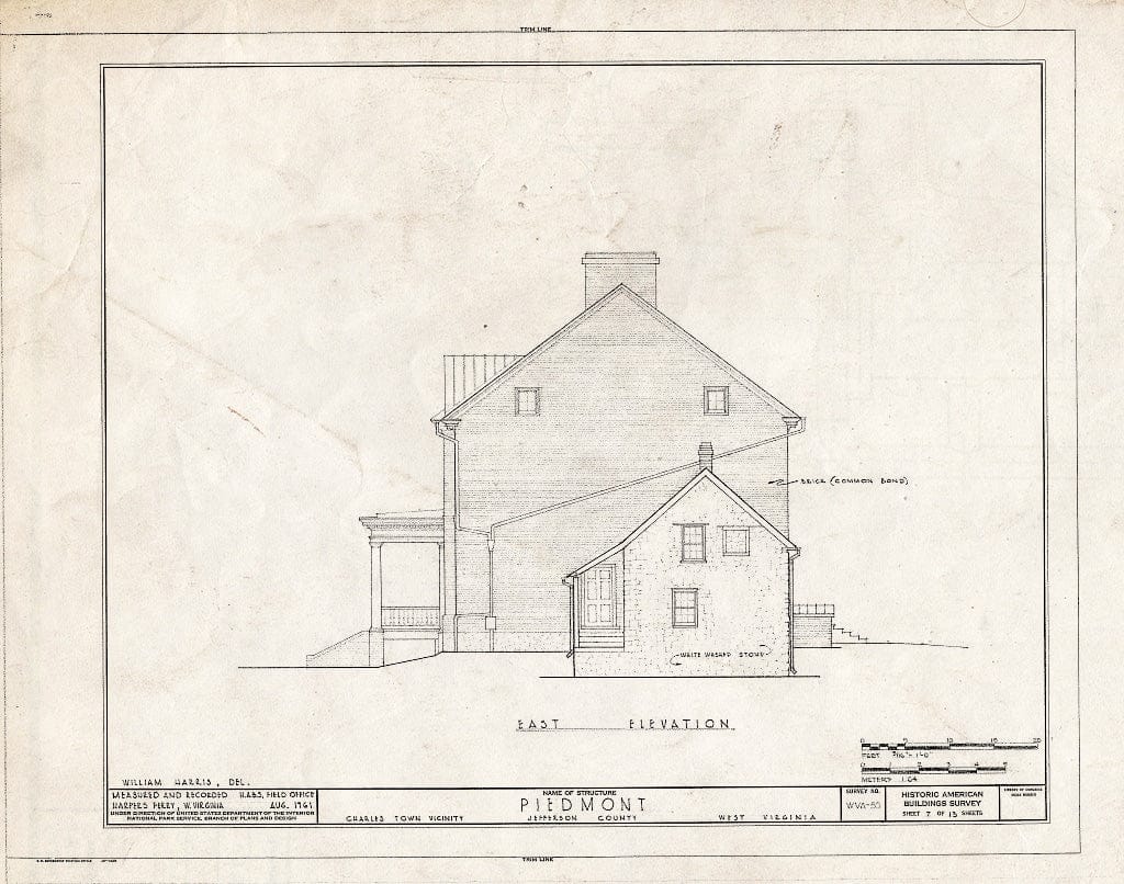 Blueprint HABS WVA,19-Chart.V,10- (Sheet 7 of 13) - Piedmont, Charles Town, Jefferson County, WV