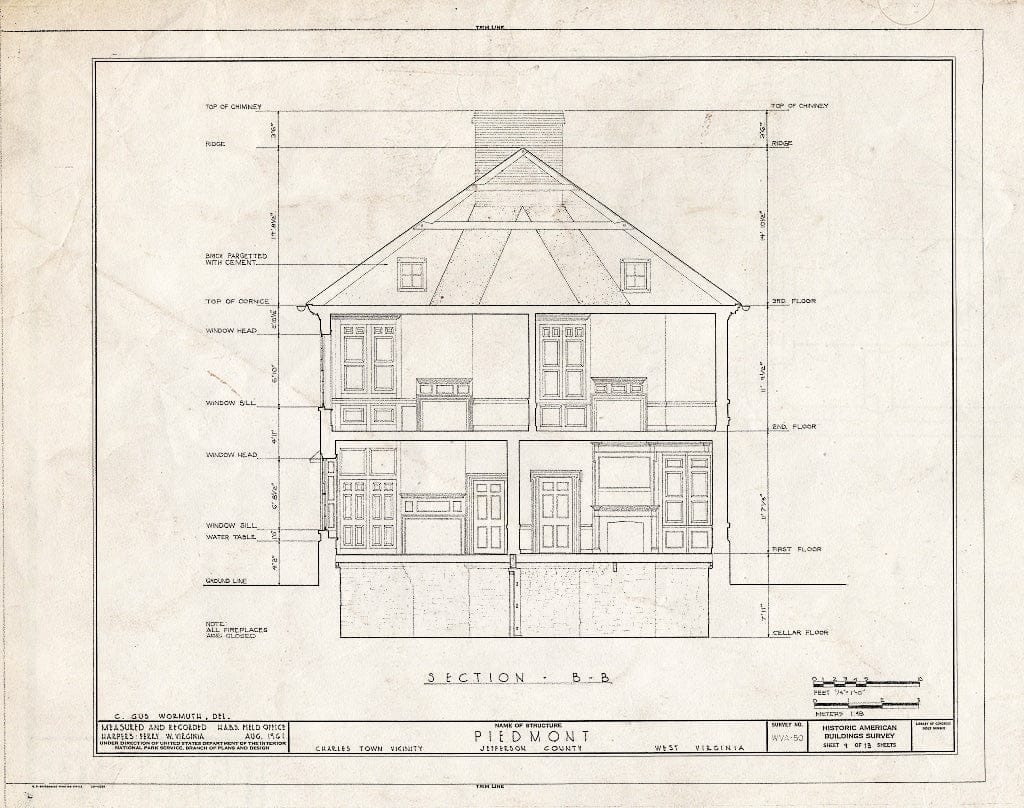 Blueprint HABS WVA,19-Chart.V,10- (Sheet 9 of 13) - Piedmont, Charles Town, Jefferson County, WV