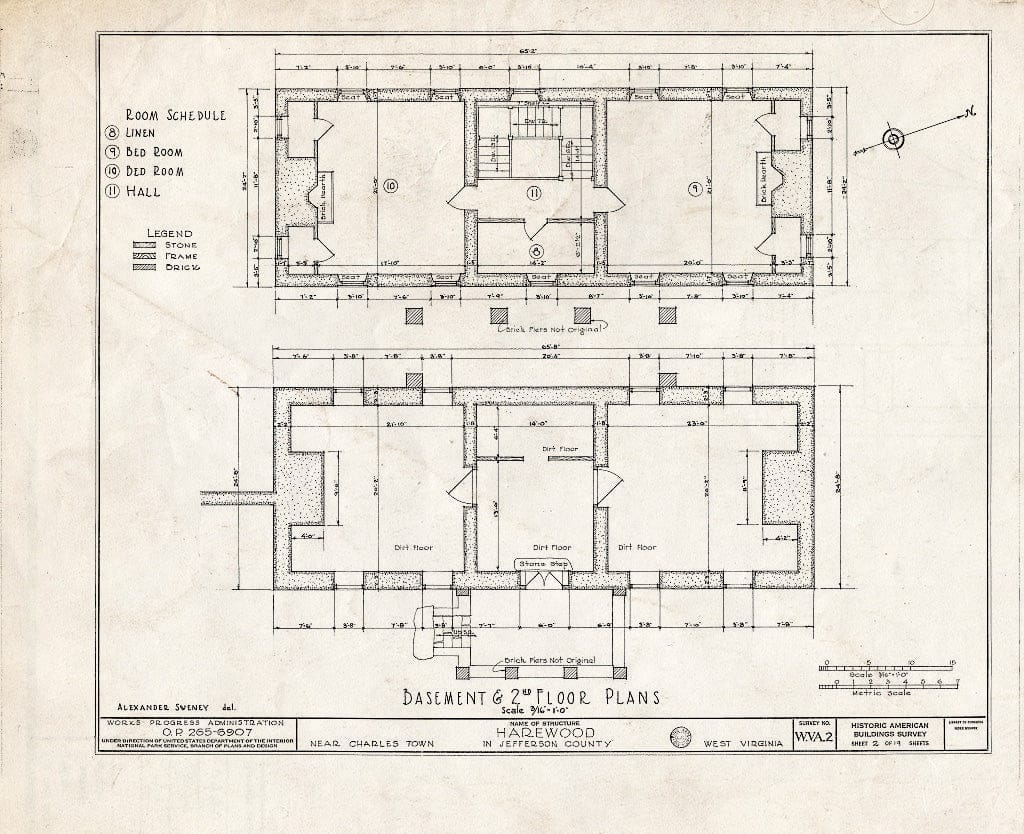Blueprint HABS WVA,19-Chart.V,1- (Sheet 2 of 20) - Harewood, Charles Town, Jefferson County, WV
