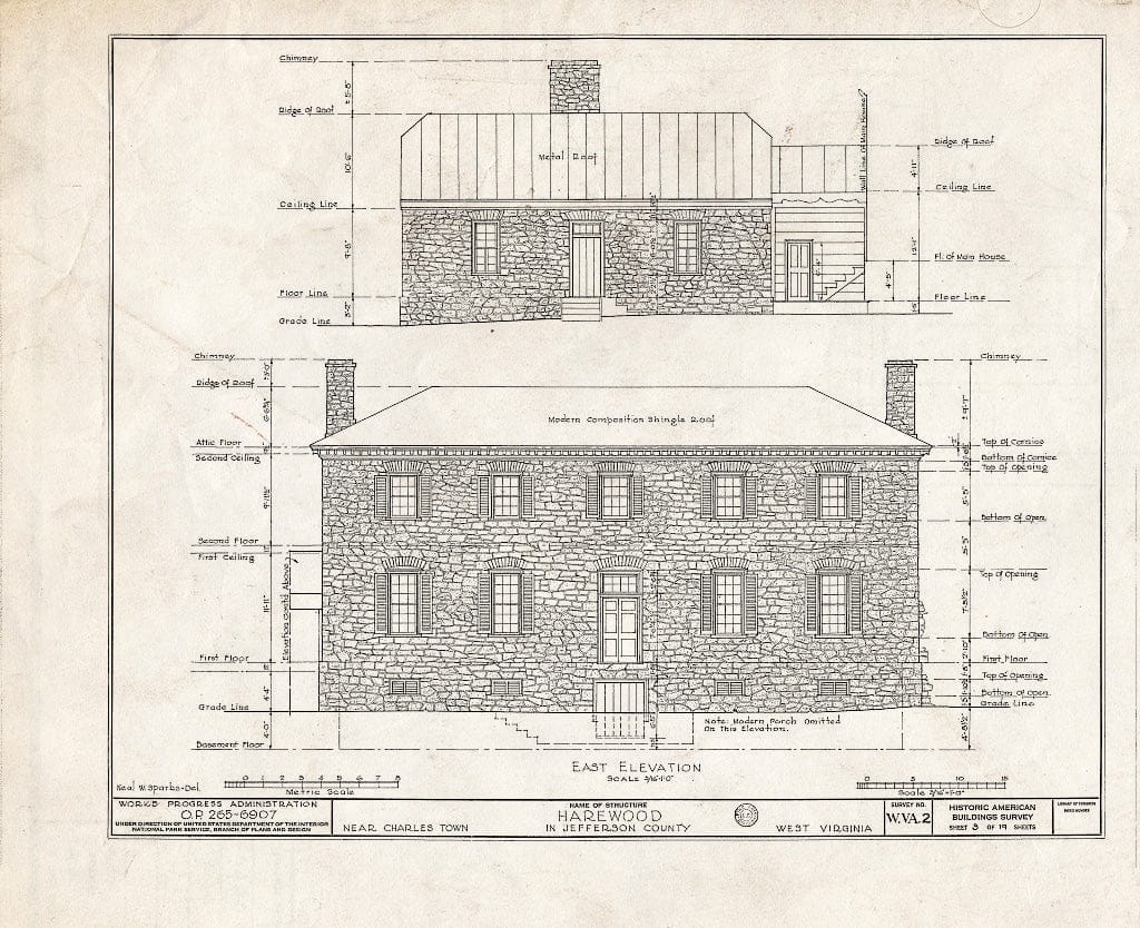Blueprint HABS WVA,19-Chart.V,1- (Sheet 3 of 20) - Harewood, Charles Town, Jefferson County, WV