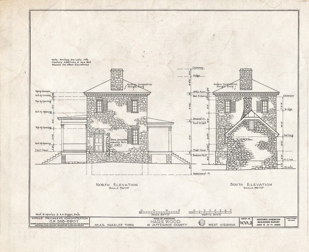 Blueprint HABS WVA,19-Chart.V,1- (Sheet 4 of 20) - Harewood, Charles Town, Jefferson County, WV
