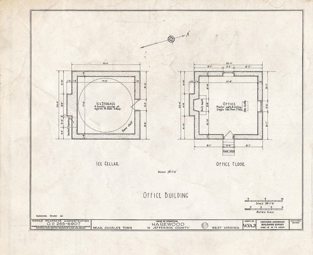 Blueprint HABS WVA,19-Chart.V,1- (Sheet 16 of 20) - Harewood, Charles Town, Jefferson County, WV