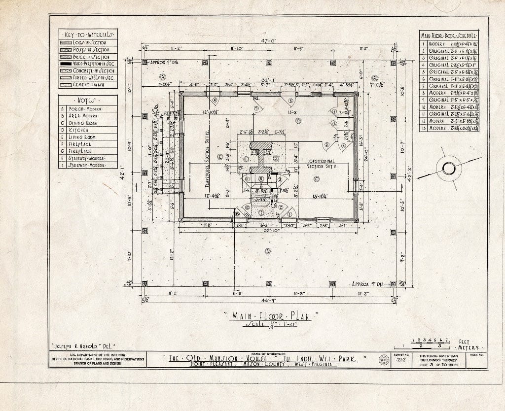 Blueprint HABS WVA,27-POPL,1- (Sheet 3 of 20) - Old Mansion House, First & Main Streets, Point Pleasant, Mason County, WV