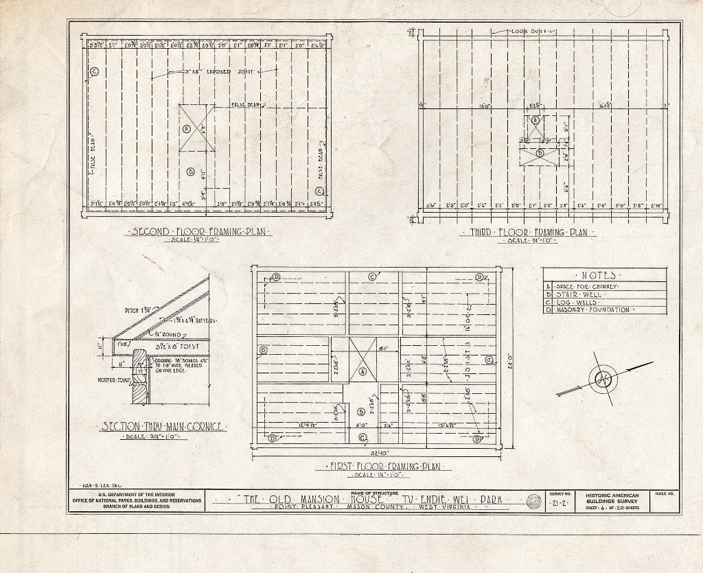 Blueprint HABS WVA,27-POPL,1- (Sheet 6 of 20) - Old Mansion House, First & Main Streets, Point Pleasant, Mason County, WV