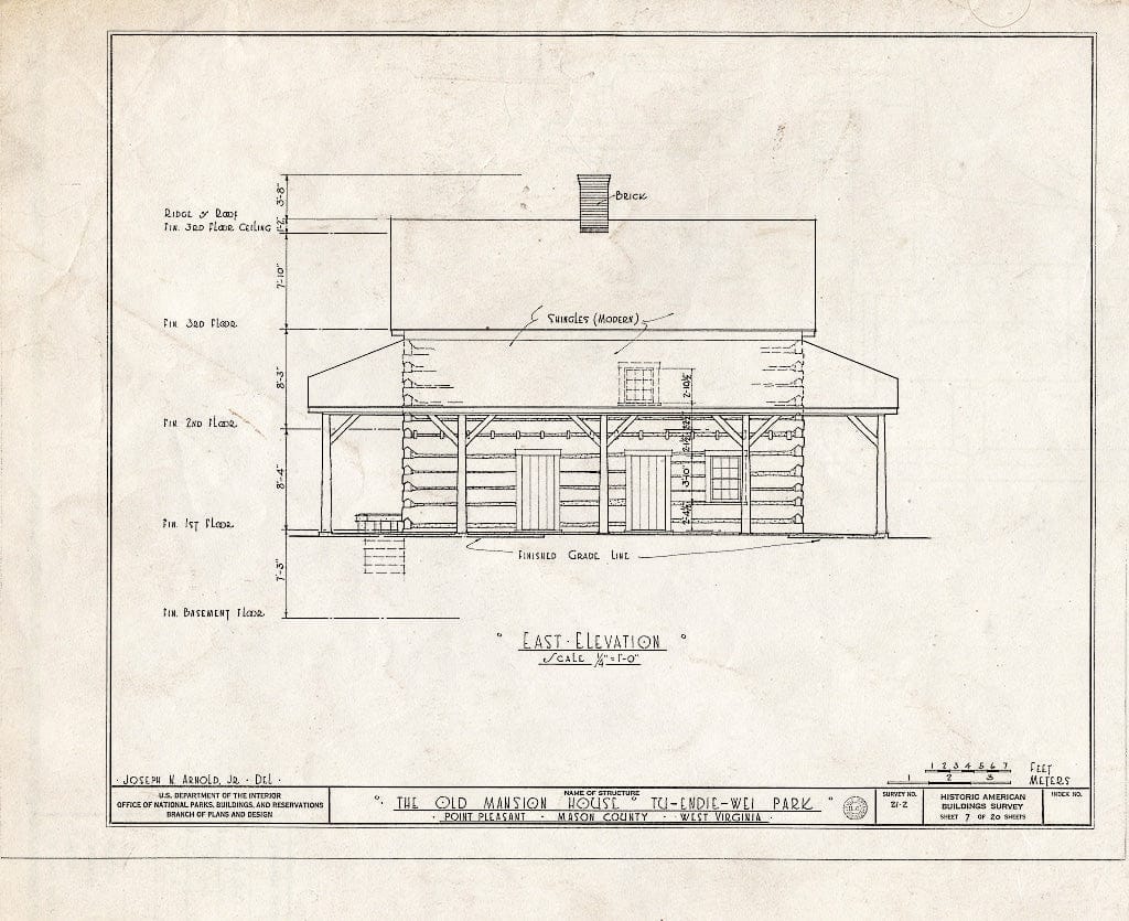 Blueprint HABS WVA,27-POPL,1- (Sheet 7 of 20) - Old Mansion House, First & Main Streets, Point Pleasant, Mason County, WV