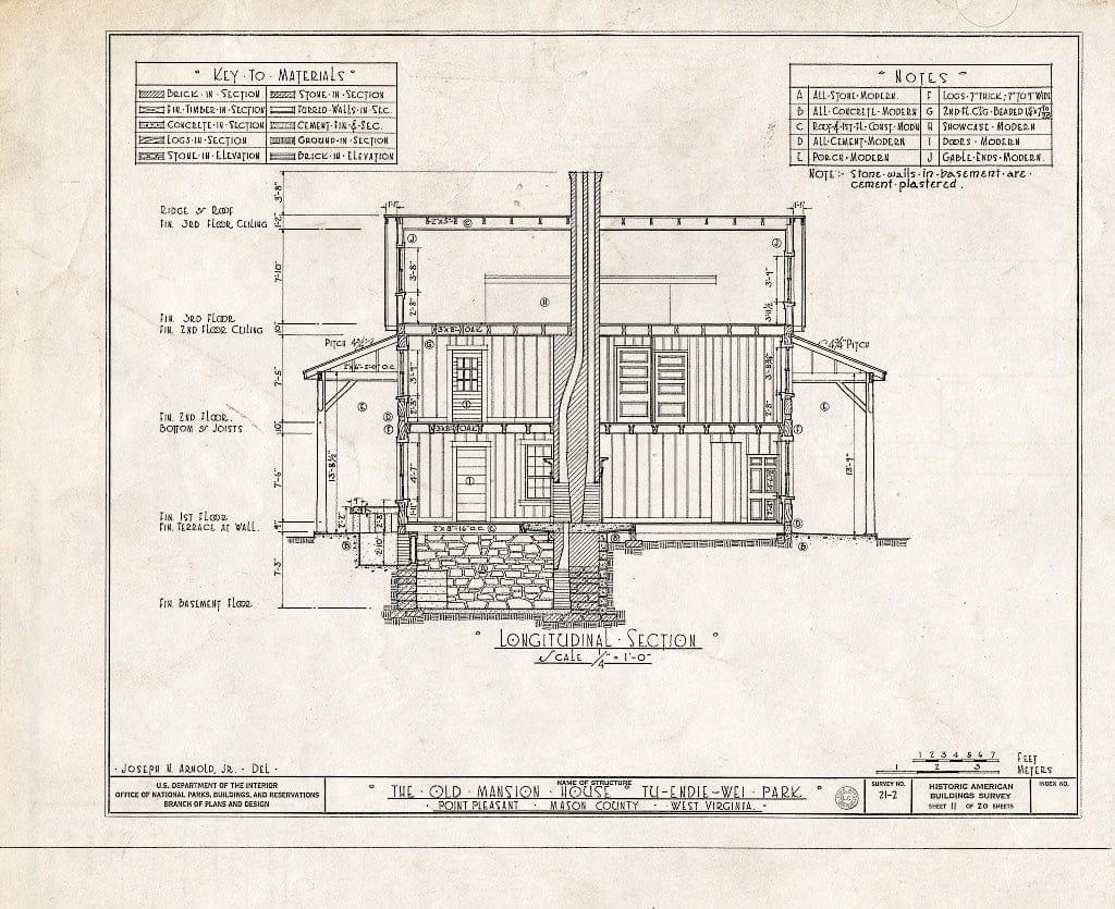 Blueprint HABS WVA,27-POPL,1- (Sheet 11 of 20) - Old Mansion House, First & Main Streets, Point Pleasant, Mason County, WV