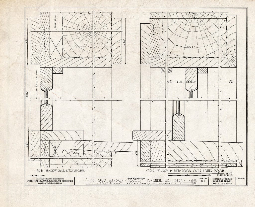 Blueprint HABS WVA,27-POPL,1- (Sheet 18 of 20) - Old Mansion House, First & Main Streets, Point Pleasant, Mason County, WV