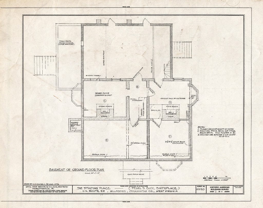 Blueprint HABS WVA,38-HILBO.V,1- (Sheet 2 of 11) - Stulting Place, U.S. Route 219, Hillsboro, Pocahontas County, WV