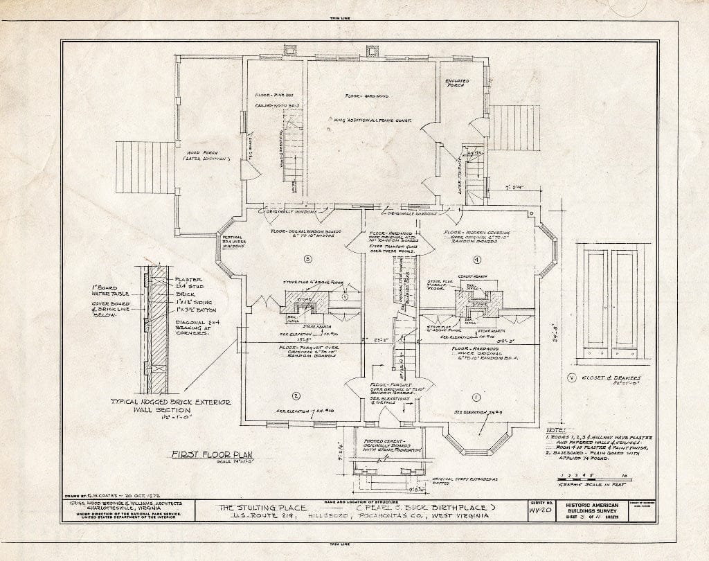 Blueprint HABS WVA,38-HILBO.V,1- (Sheet 3 of 11) - Stulting Place, U.S. Route 219, Hillsboro, Pocahontas County, WV