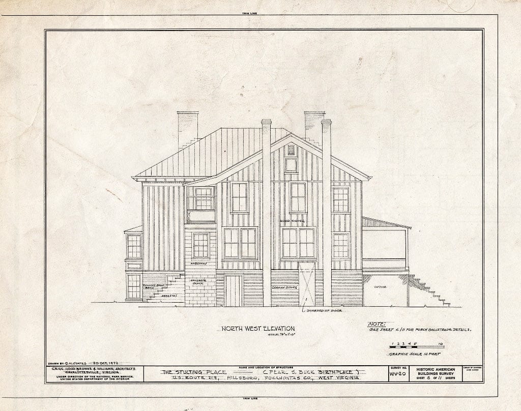 Blueprint HABS WVA,38-HILBO.V,1- (Sheet 8 of 11) - Stulting Place, U.S. Route 219, Hillsboro, Pocahontas County, WV