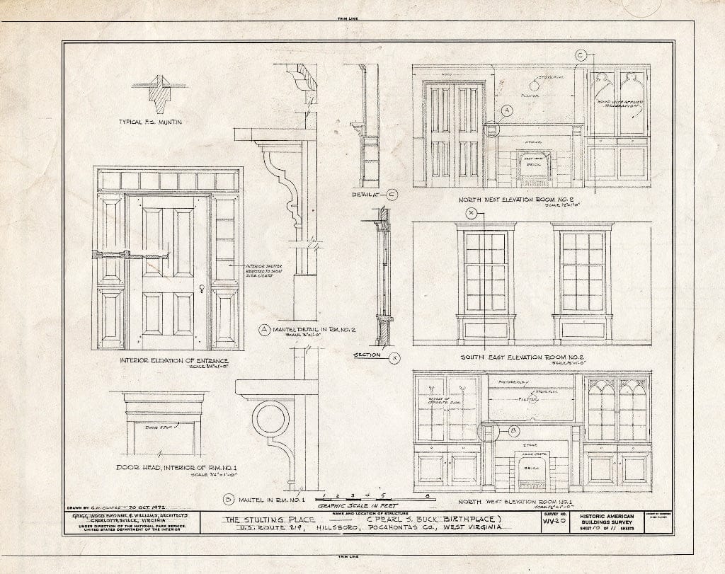Blueprint HABS WVA,38-HILBO.V,1- (Sheet 10 of 11) - Stulting Place, U.S. Route 219, Hillsboro, Pocahontas County, WV