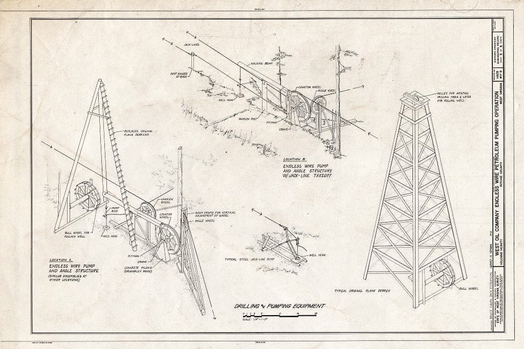 Blueprint HAER WVA,43-Petro.V,1- (Sheet 3 of 5) - West Oil Company Endless Wire Pumping Station, U.S. Route 50 (Volcano Vicinity), Petroleum, Ritchie County, WV