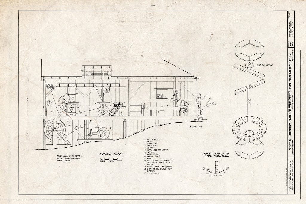 Blueprint HAER WVA,43-Petro.V,1- (Sheet 5 of 5) - West Oil Company Endless Wire Pumping Station, U.S. Route 50 (Volcano Vicinity), Petroleum, Ritchie County, WV