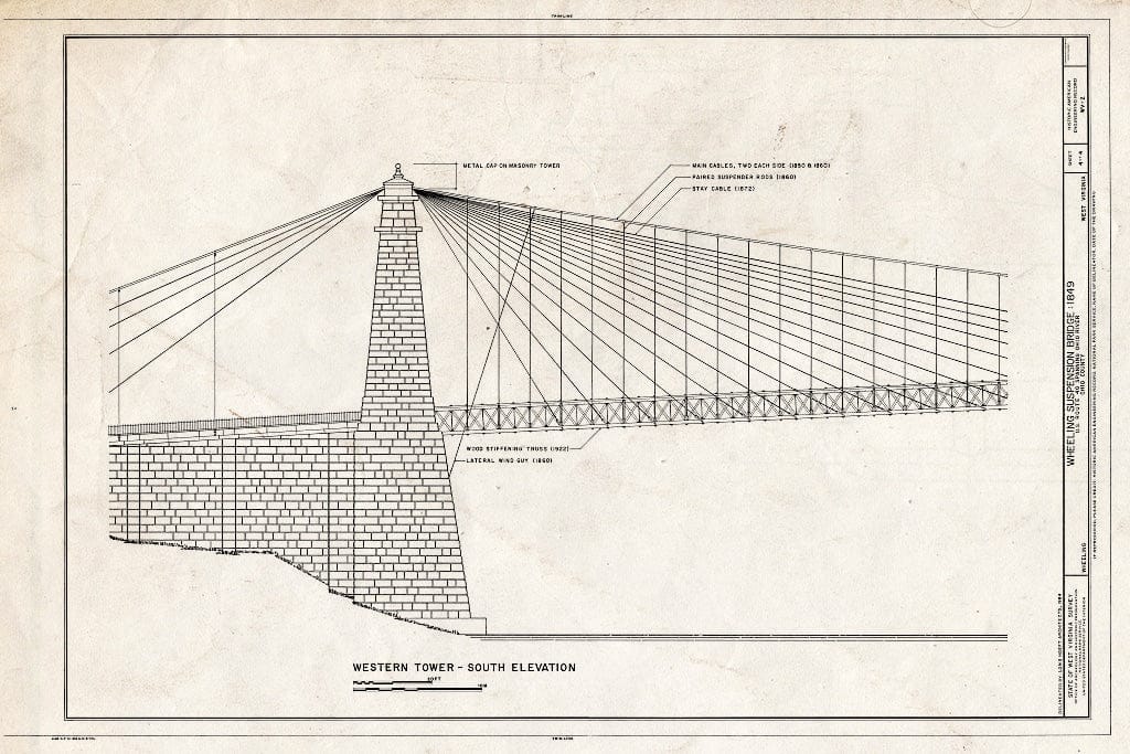Blueprint HAER WVA,35-Wheel,35- (Sheet 4 of 4) - Wheeling Suspension Bridge, Spanning East Channel of Ohio River at U.S. Route 40, Wheeling, Ohio County, WV