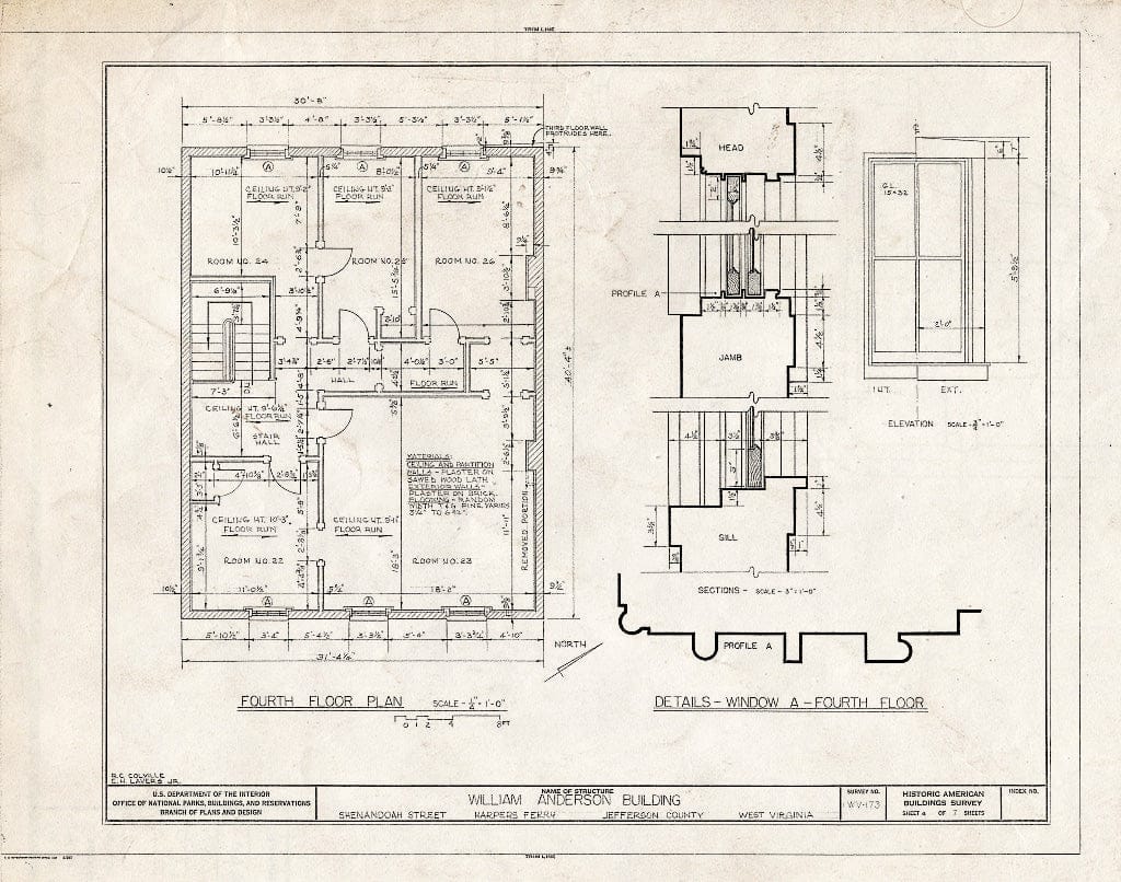 Blueprint HABS WVA,19-HARF,21- (Sheet 4 of 7) - William Anderson House, Shenandoah Street, Harpers Ferry, Jefferson County, WV