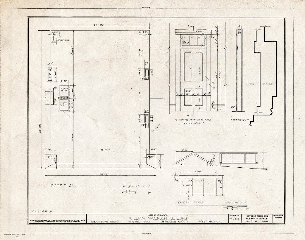 Blueprint HABS WVA,19-HARF,21- (Sheet 5 of 7) - William Anderson House, Shenandoah Street, Harpers Ferry, Jefferson County, WV