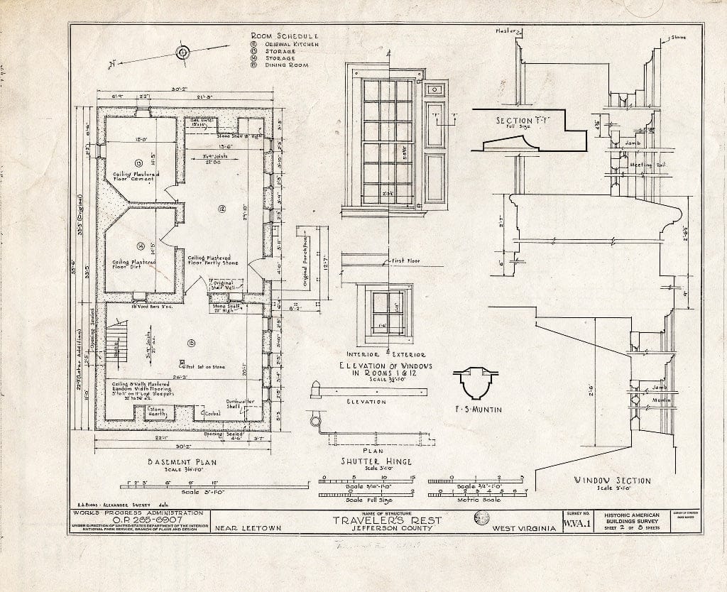 Blueprint HABS WVA,19-LETO.V,1- (Sheet 2 of 8) - Traveler's Rest, Leetown, Jefferson County, WV