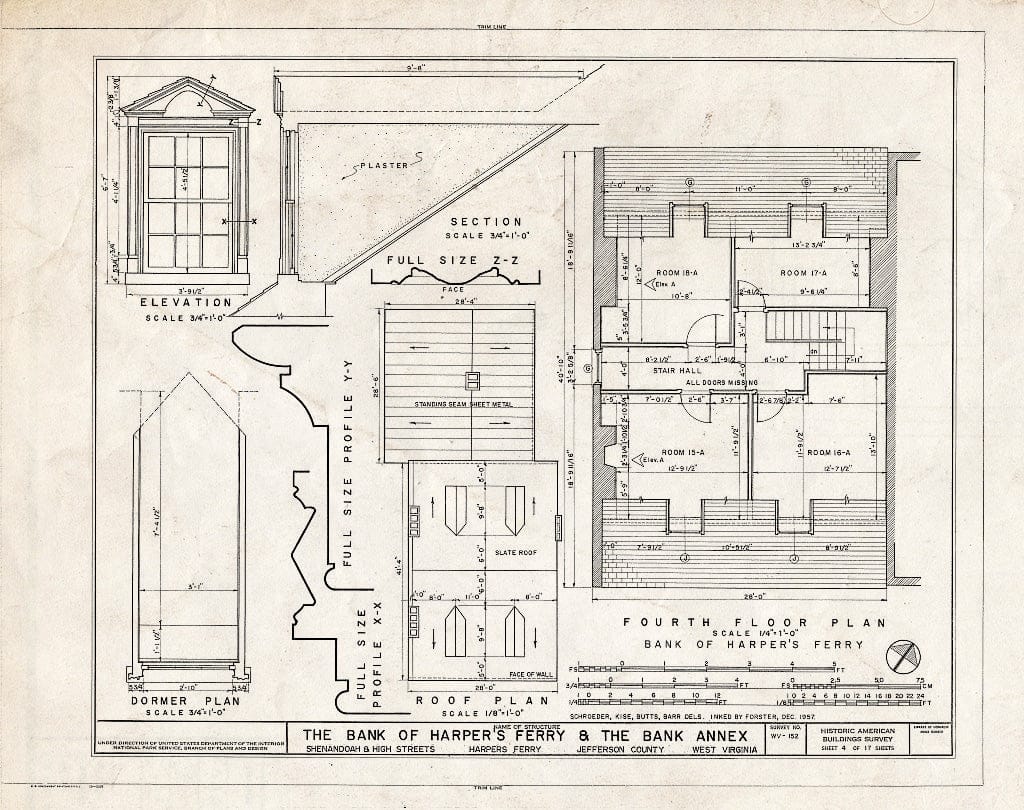 Blueprint HABS WVA,19-HARF,6- (Sheet 4 of 17) - Bank of Harpers Ferry & Bank Annex, Shenandoah & High Streets, Harpers Ferry, Jefferson County, WV