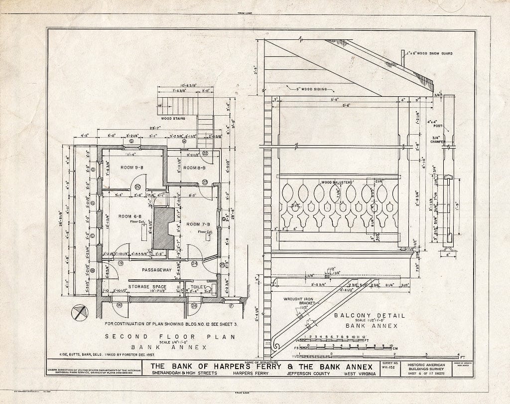 Blueprint HABS WVA,19-HARF,6- (Sheet 6 of 17) - Bank of Harpers Ferry & Bank Annex, Shenandoah & High Streets, Harpers Ferry, Jefferson County, WV