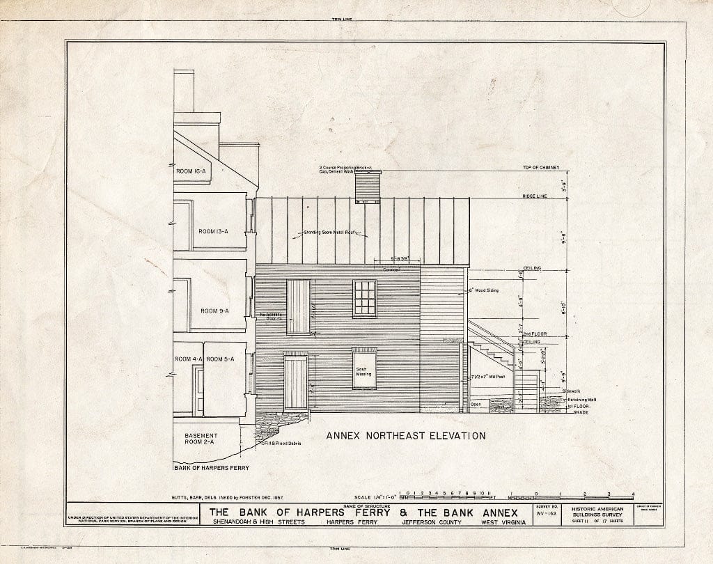 Blueprint HABS WVA,19-HARF,6- (Sheet 11 of 17) - Bank of Harpers Ferry & Bank Annex, Shenandoah & High Streets, Harpers Ferry, Jefferson County, WV