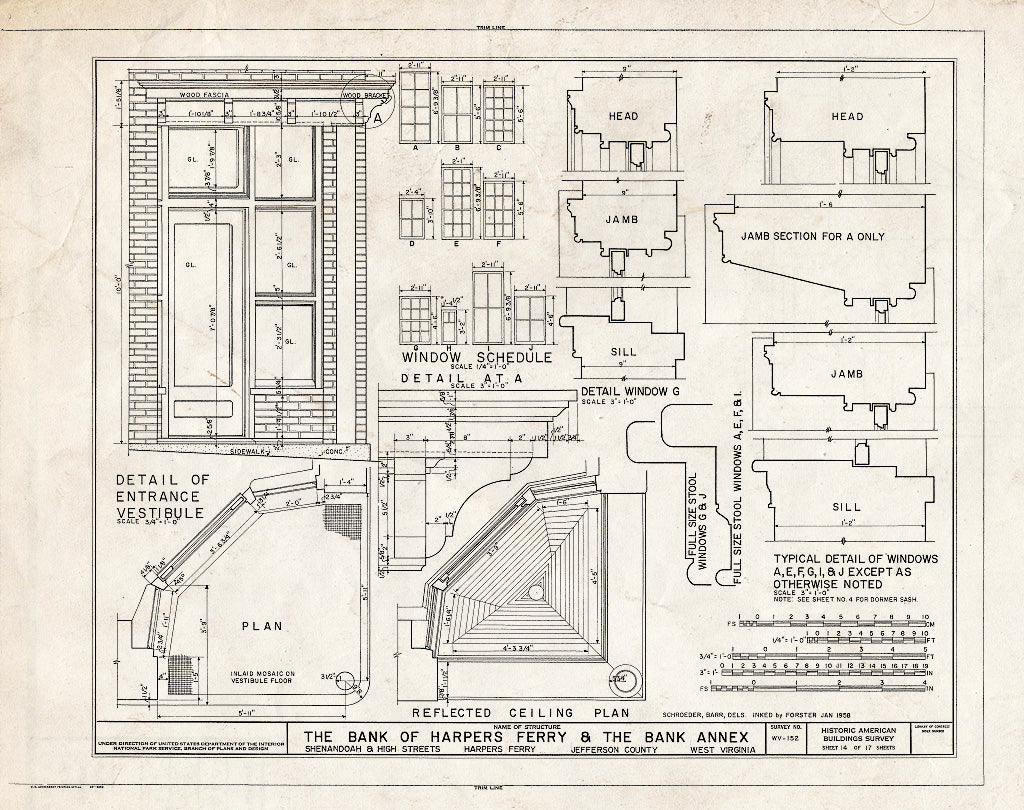 Blueprint HABS WVA,19-HARF,6- (Sheet 14 of 17) - Bank of Harpers Ferry & Bank Annex, Shenandoah & High Streets, Harpers Ferry, Jefferson County, WV