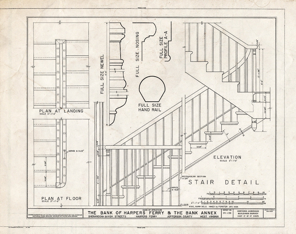 Blueprint HABS WVA,19-HARF,6- (Sheet 17 of 17) - Bank of Harpers Ferry & Bank Annex, Shenandoah & High Streets, Harpers Ferry, Jefferson County, WV