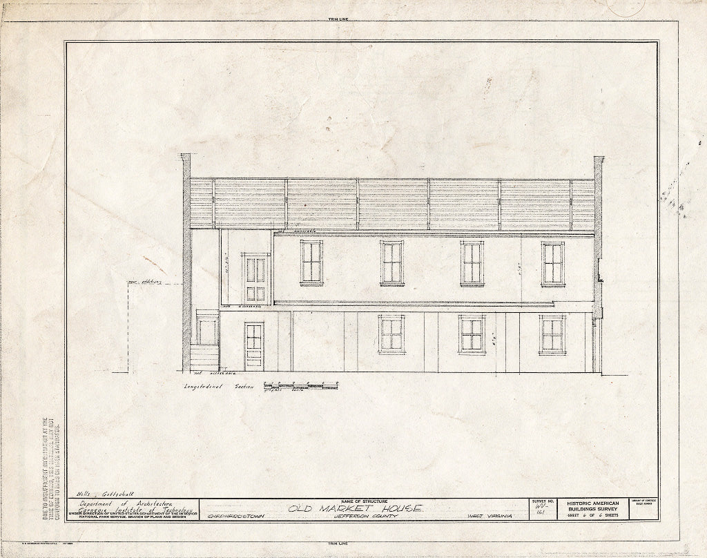 Blueprint HABS WVA,19-SHEP,4- (Sheet 6 of 6) - Old Market House, Shepherdstown, Jefferson County, WV