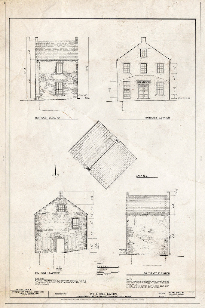 Blueprint HABS WVA,19-HARF,18- (Sheet 3 of 5) - White Hall, Potomac Street, Harpers Ferry, Jefferson County, WV