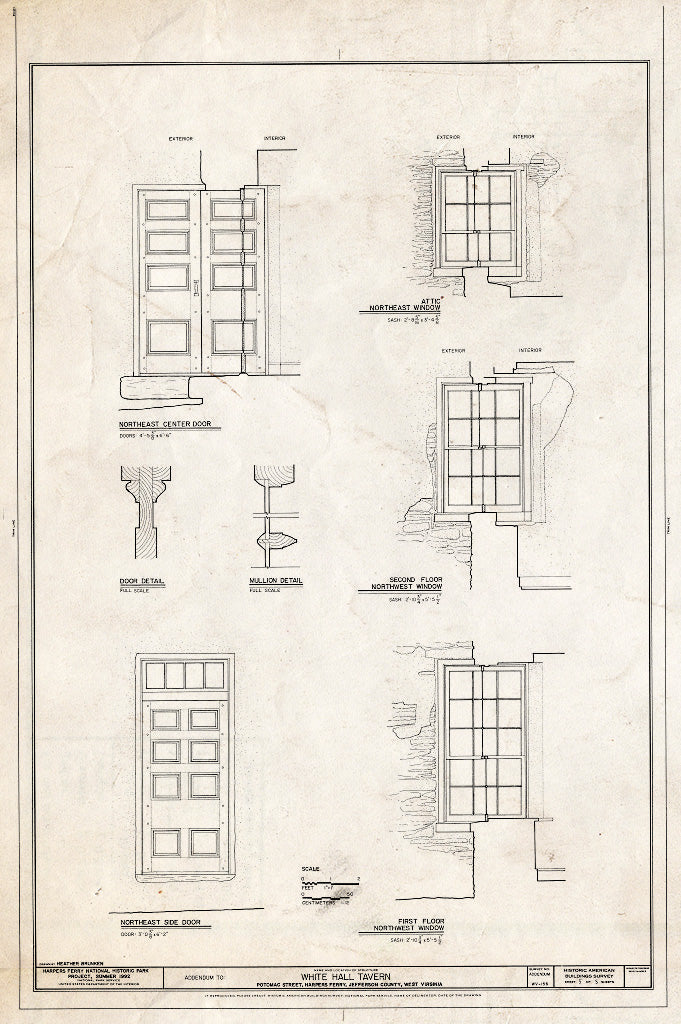 Blueprint HABS WVA,19-HARF,18- (Sheet 5 of 5) - White Hall, Potomac Street, Harpers Ferry, Jefferson County, WV