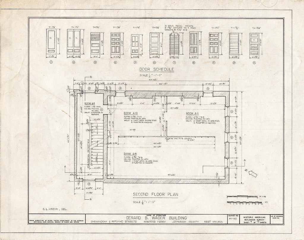 Blueprint HABS WVA,19-HARF,23- (Sheet 4 of 13) - Gerard B. Wager Building, Shenandoah & Potomac Streets, Harpers Ferry, Jefferson County, WV