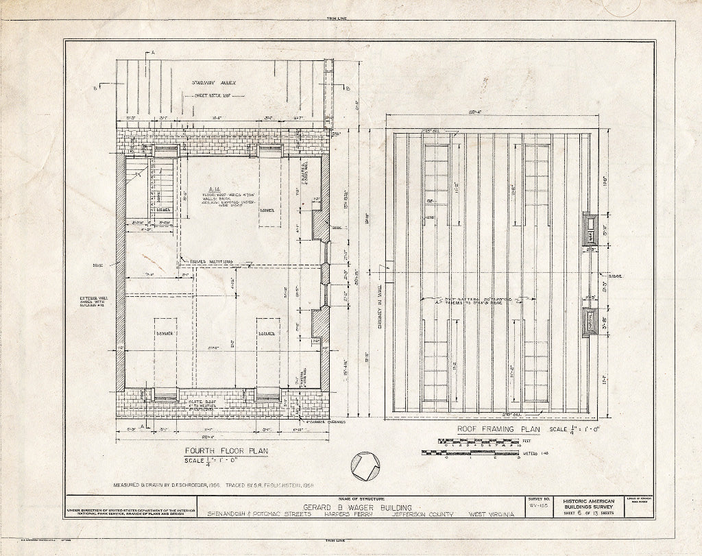 Blueprint HABS WVA,19-HARF,23- (Sheet 6 of 13) - Gerard B. Wager Building, Shenandoah & Potomac Streets, Harpers Ferry, Jefferson County, WV