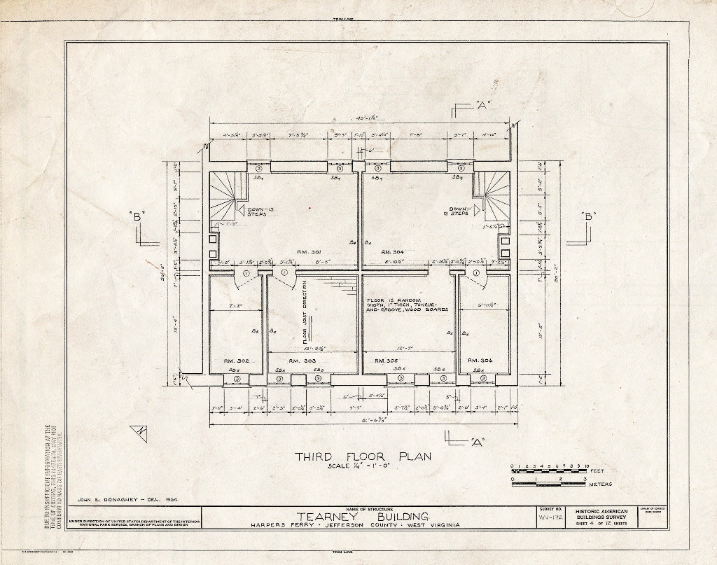 Blueprint HABS WVA,19-HARF,8- (Sheet 4 of 12) - Tearney Building, Shenandoah Street, Harpers Ferry, Jefferson County, WV