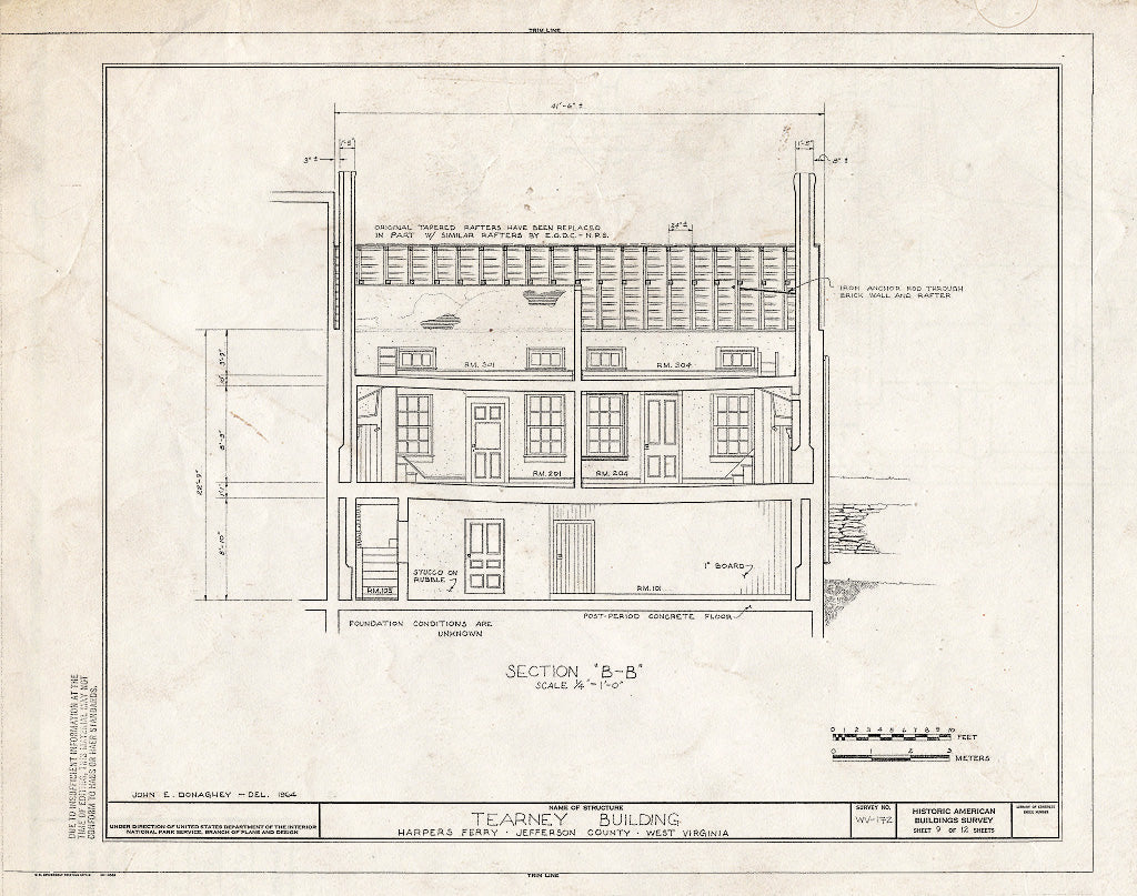 Blueprint HABS WVA,19-HARF,8- (Sheet 9 of 12) - Tearney Building, Shenandoah Street, Harpers Ferry, Jefferson County, WV