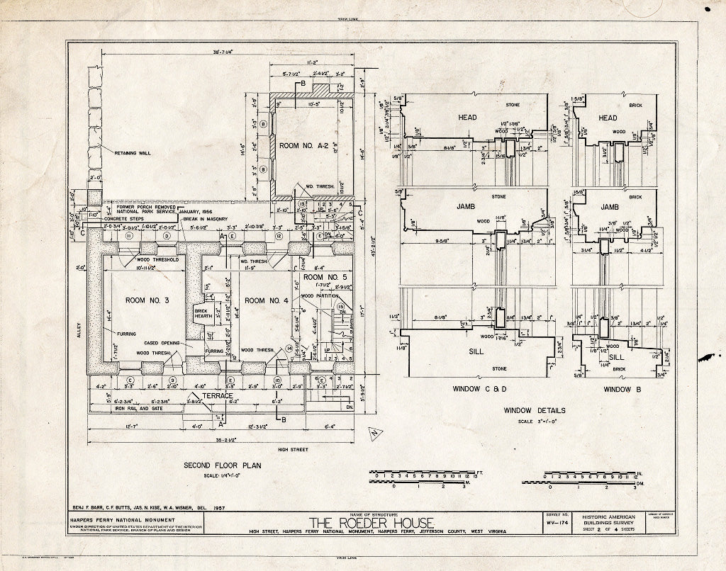 Blueprint HABS WVA,19-HARF,16- (Sheet 2 of 4) - Roeder House, Northeast Corner of High Street & Hog Alley, Harpers Ferry, Jefferson County, WV