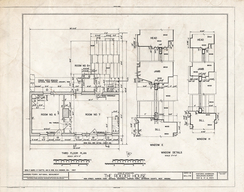 Blueprint HABS WVA,19-HARF,16- (Sheet 3 of 4) - Roeder House, Northeast Corner of High Street & Hog Alley, Harpers Ferry, Jefferson County, WV