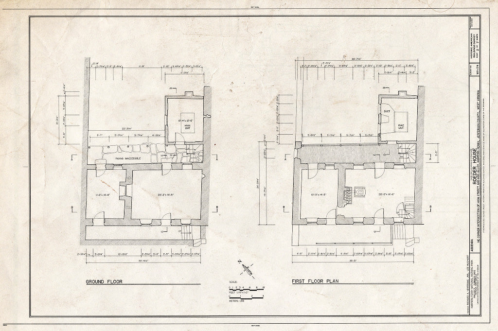 Blueprint HABS WVA,19-HARF,16- (Sheet 2 of 7) - Roeder House, Northeast Corner of High Street & Hog Alley, Harpers Ferry, Jefferson County, WV