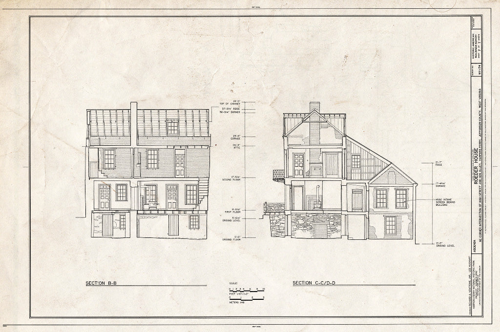 Blueprint HABS WVA,19-HARF,16- (Sheet 7 of 7) - Roeder House, Northeast Corner of High Street & Hog Alley, Harpers Ferry, Jefferson County, WV