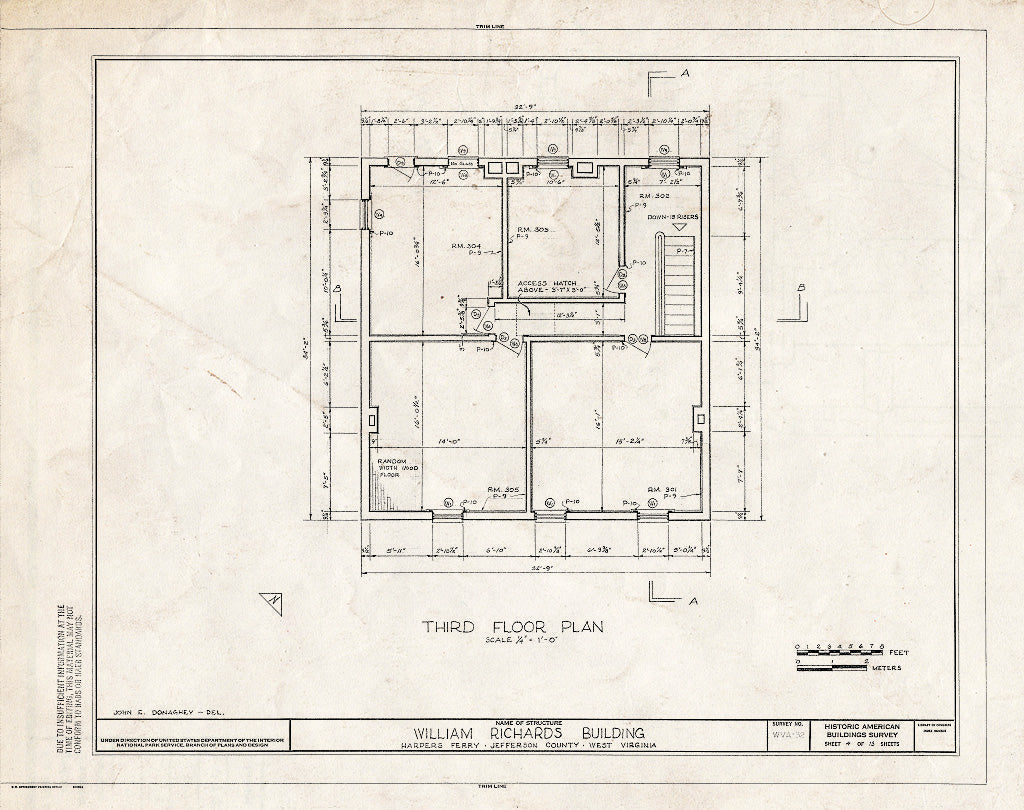 Blueprint HABS WVA,19-HARF,15- (Sheet 4 of 13) - William Richards Building, Shenandoah Street, Harpers Ferry, Jefferson County, WV