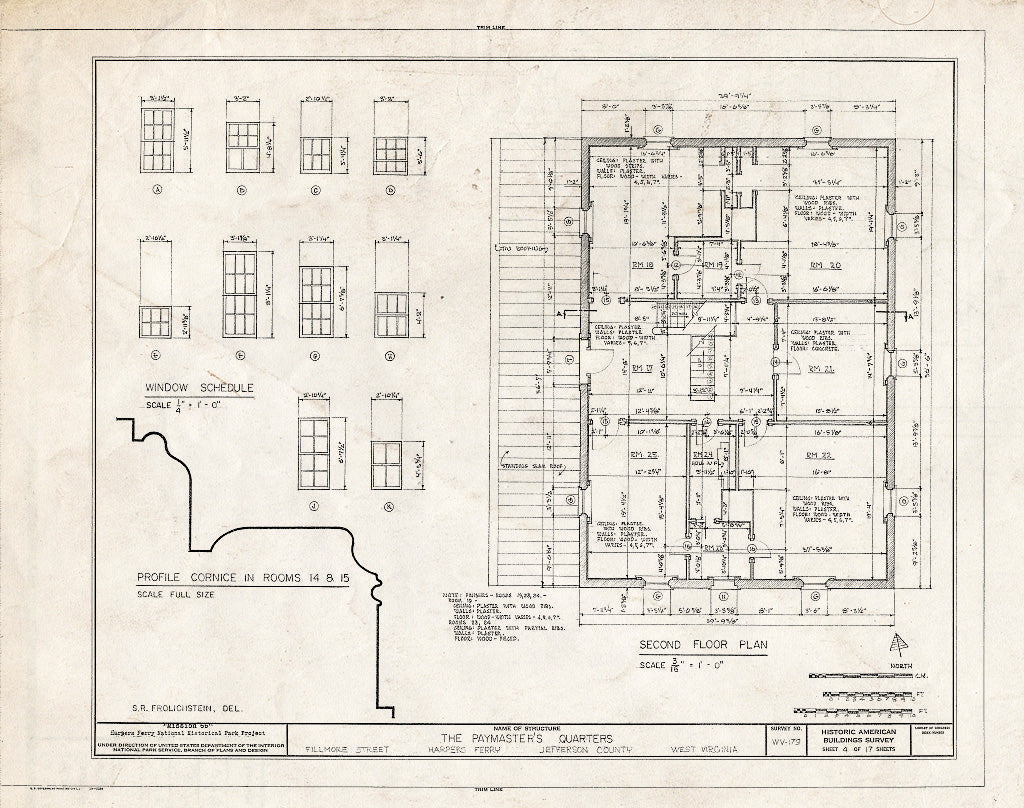 Blueprint HABS WVA,19-HARF,14- (Sheet 4 of 17) - Paymaster's Quarters, Harpers Ferry, Jefferson County, WV