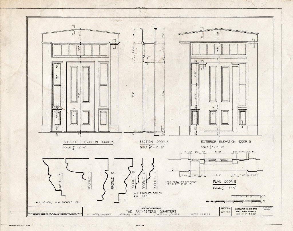 Blueprint HABS WVA,19-HARF,14- (Sheet 12 of 17) - Paymaster's Quarters, Harpers Ferry, Jefferson County, WV